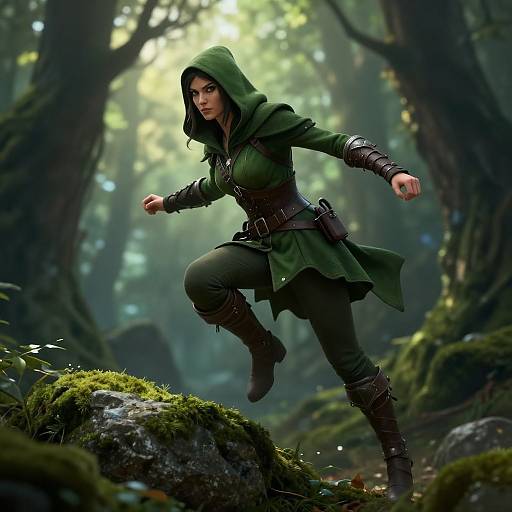 Agile Elf Rogue in Mystical Forest