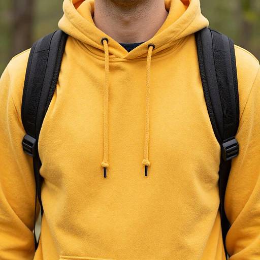 Close-Up of Yellow Hoodie Wearer