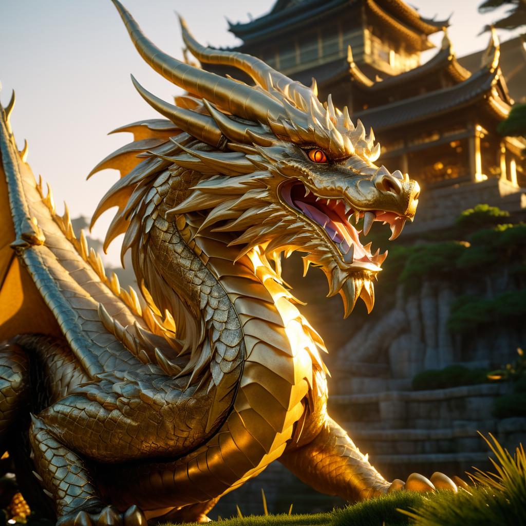 Majestic Dragon in Cinematic Golden Light