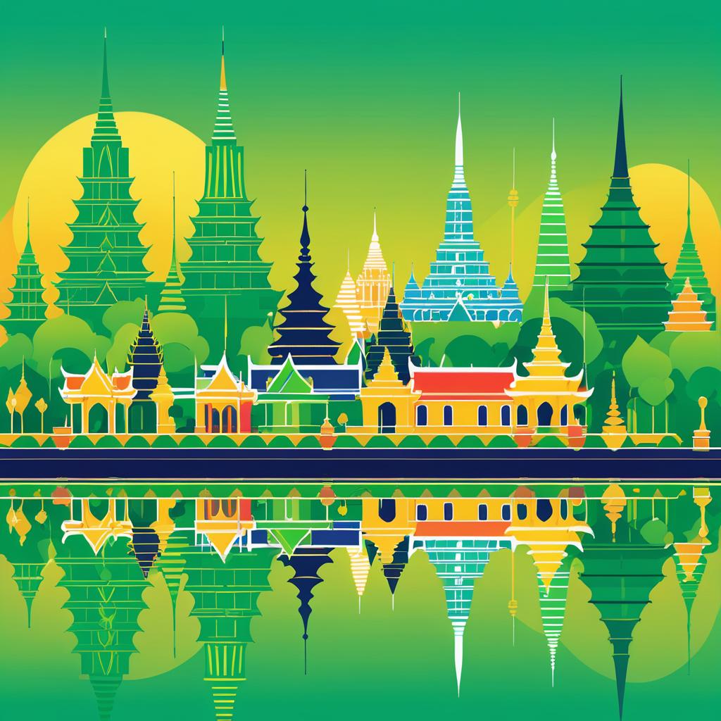 Vibrant Bangkok Landmarks Vector Illustration