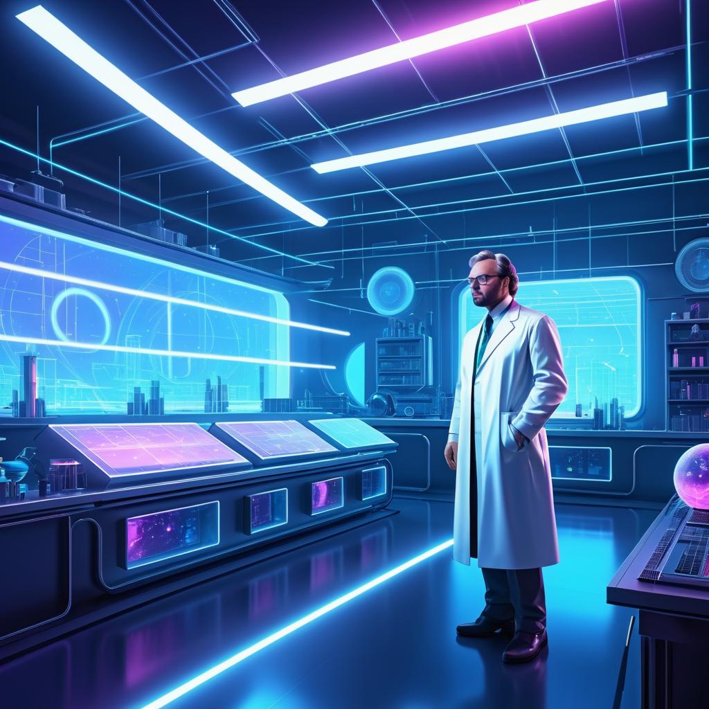 Futuristic Time-Traveling Scientist Illustration