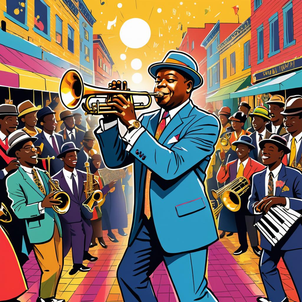 Lively Comic-Style Tribute to Louis Armstrong