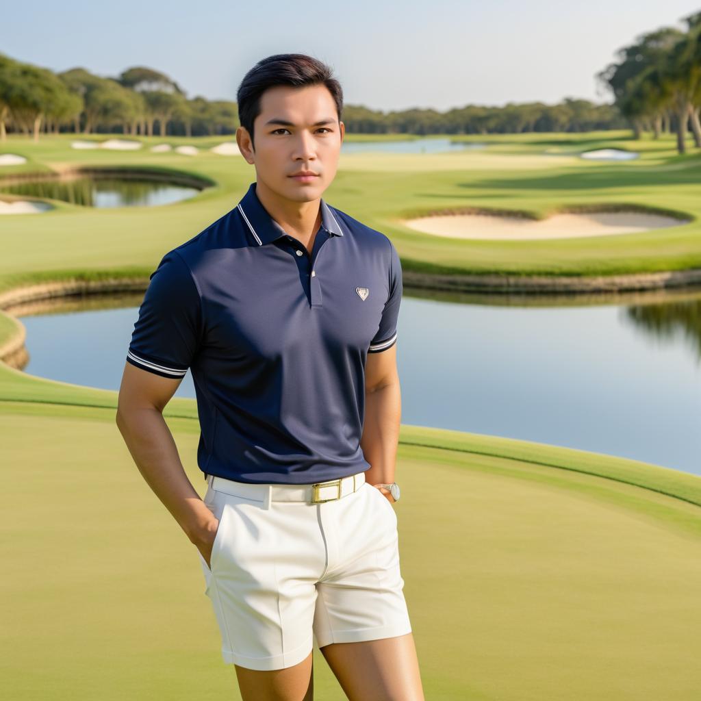 Elegant Male Golfer Vogue Photoshoot