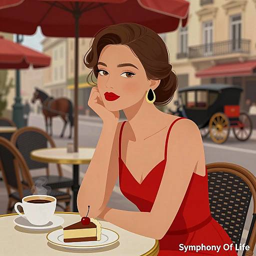 Elegant Café Scene with a Stylish Woman