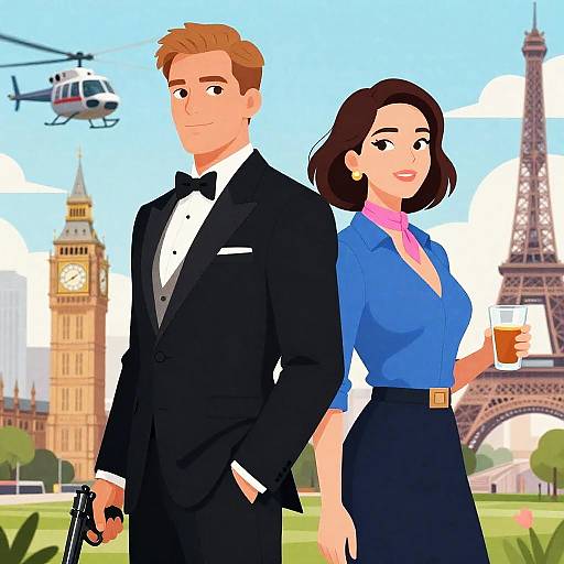 Charming Couple in Iconic Cityscape