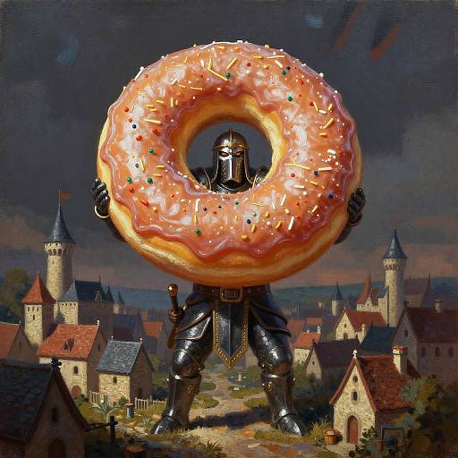 Surreal Giant Donut Warrior