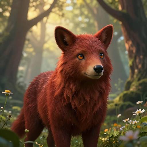 Mystical Fox in Dawn Forest