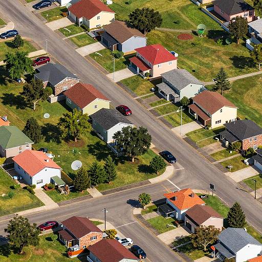 Vector Satellite View of Suburban Neighborhood
