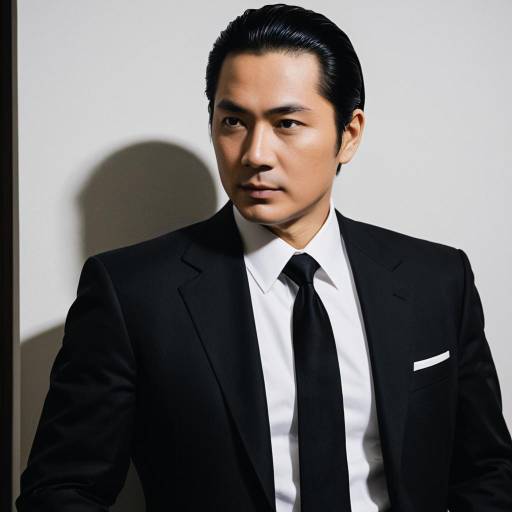 Asian Man in Formal Black Suit