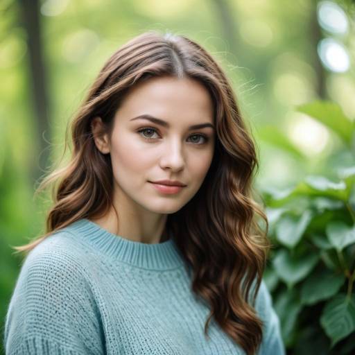 Young Woman in Light Blue Sweater Outdoors
