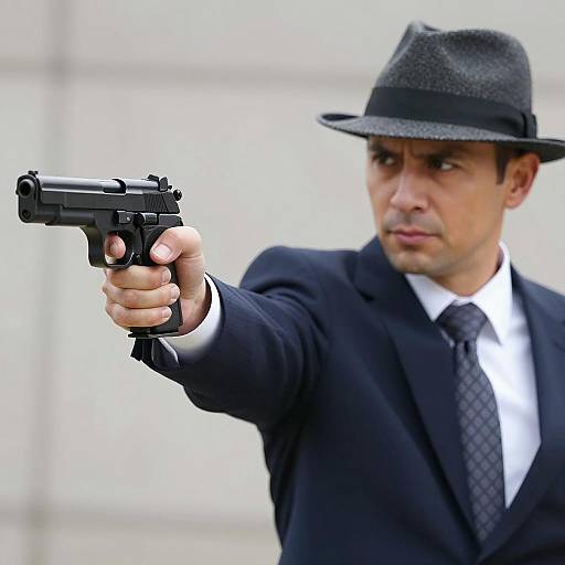 Intense Focused Man with Handgun