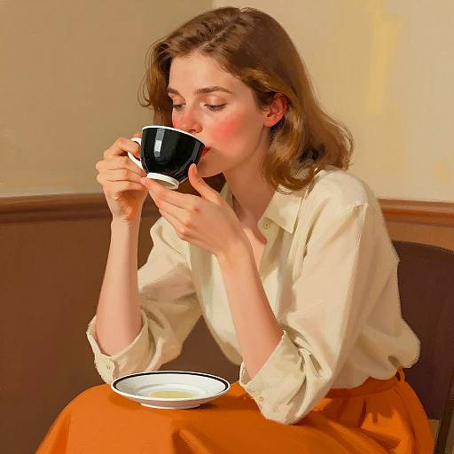 Realistic Illustration of a Thoughtful Woman