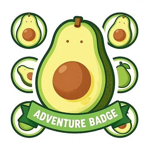 Adventure-Themed Avocado Badges