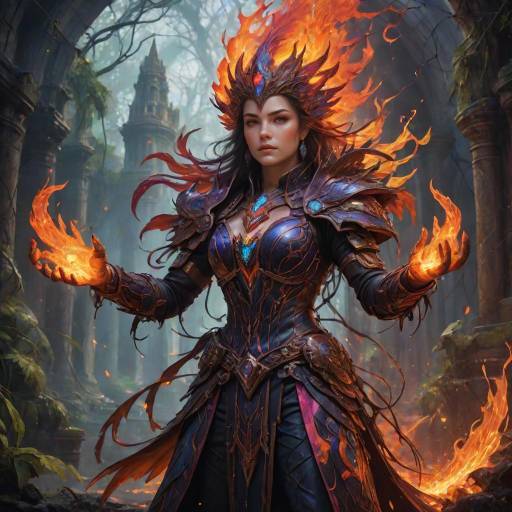 Mystical Sorceress in Enchanted Ruins