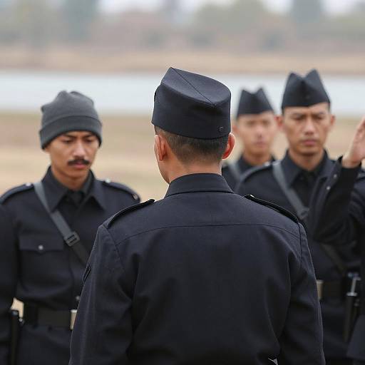 Three Soldiers in Military Attire