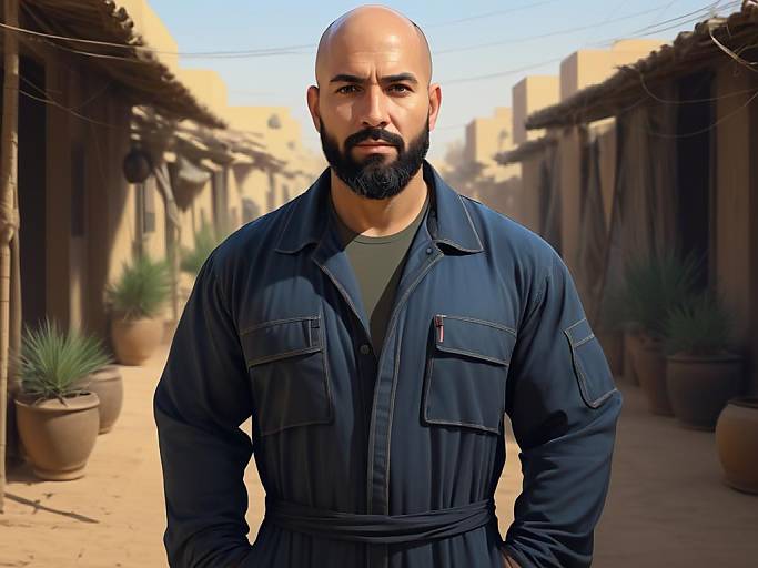 Tall Bald Bearded Mixed Heritage Portrait