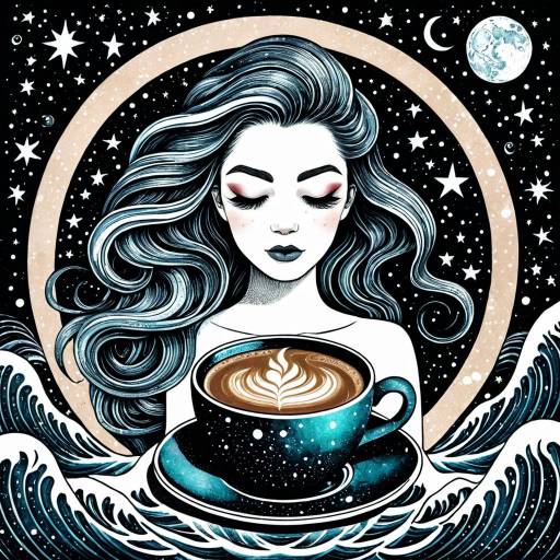 Galactic Coffee Mermaid Illustration