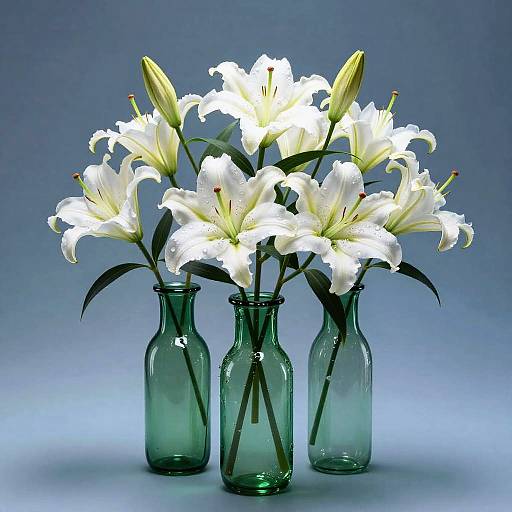 Ethereal Green Vases with Lilies