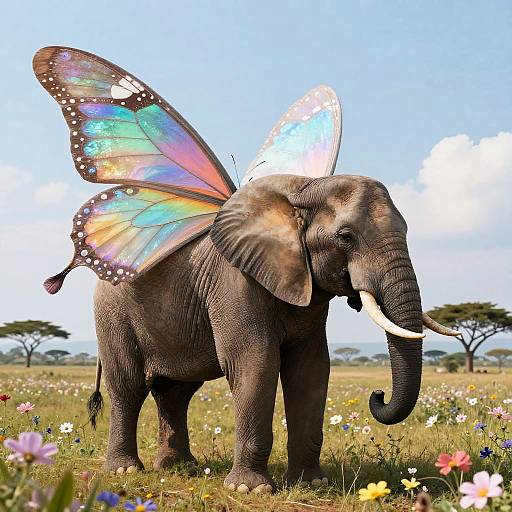 Elephant-Butterfly Fusion in Savannah