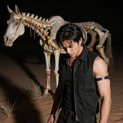 Eerie Desert Warrior at Night