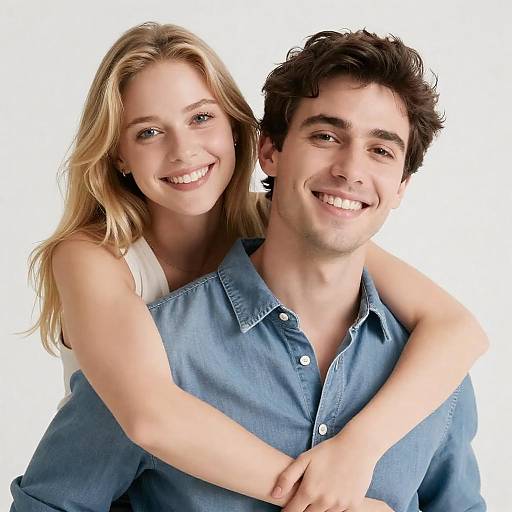 Joyful Embrace: Happy Couple Portrait