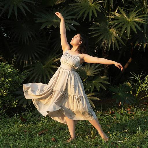 Graceful Heavyset Figure in Garden