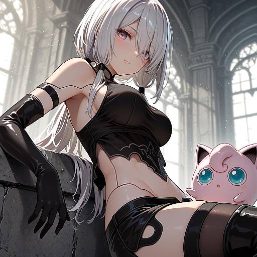 Illustration of A2 (nier:automata), nier (series) in the style of Shipii (jigglypuff)