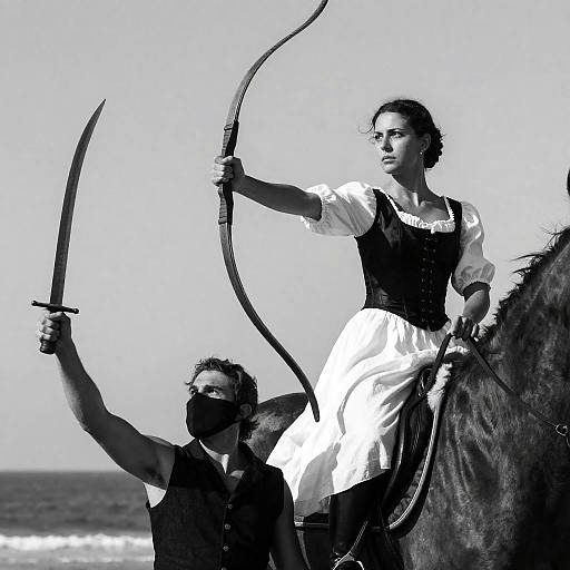 Dramatic Battle Scene in Monochrome