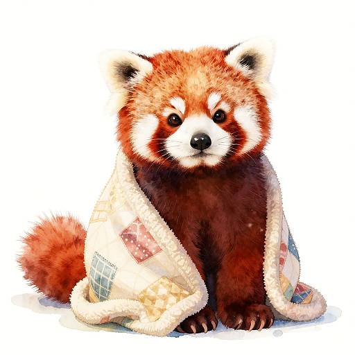 Adorable Red Panda Cub in Blanket