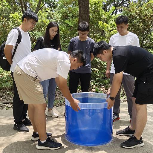Casual Outdoor Gathering Around a Mysterious Object