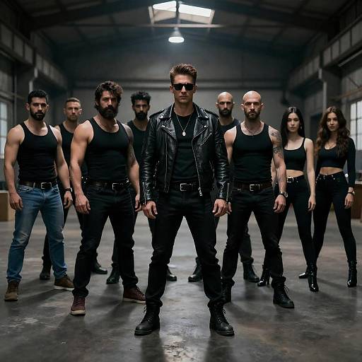 Intense Group Portrait in Industrial Setting