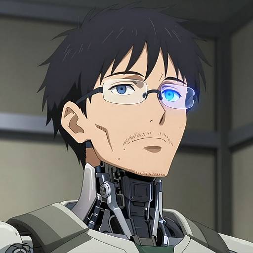 Romantic Anime Android with Glowing Eye