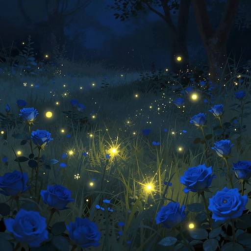 Magical Fantasy Meadow with Fireflies