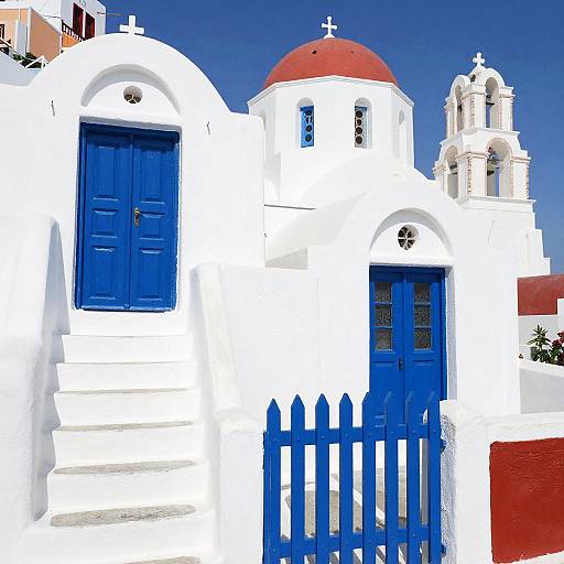 Vibrant Greek Island Village Scene