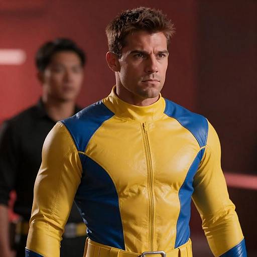 Muscular Superhero in Vibrant Costume