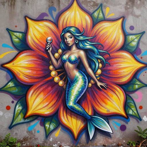 Flower Siren Graffiti Art