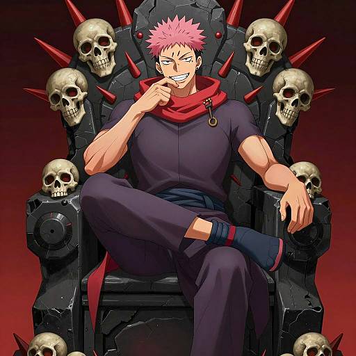 Muscular Anime Character on Throne