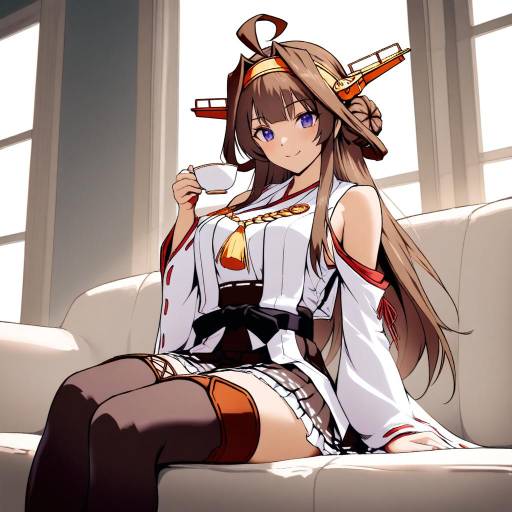 Charming Girl Relaxing with Teacup