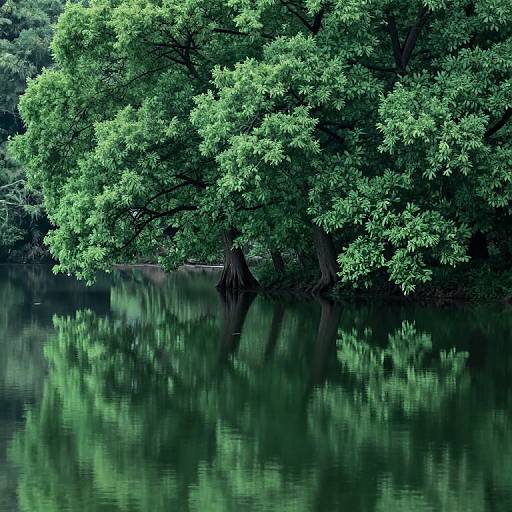 Spiraling Trees and Reflective Lake
