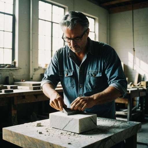 Reflective Sculptor in Sunlit Workshop