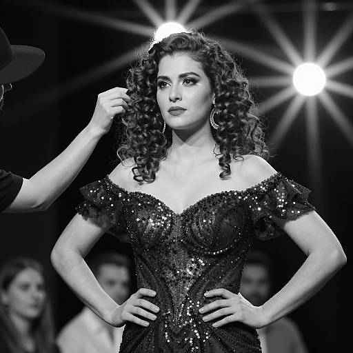 Elegant Woman in Sequined Dress Portrait
