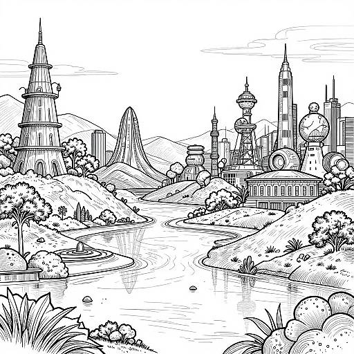 Surreal AI Coloring Pages