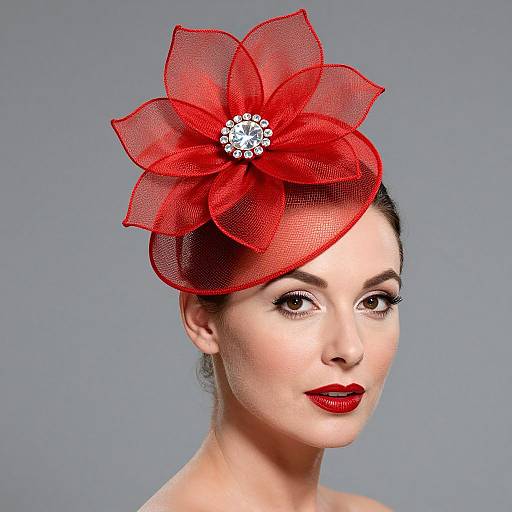 Old Hollywood Glamour Red Fascinator
