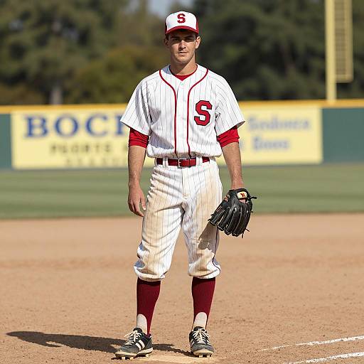 Vintage Baseball Player on Field