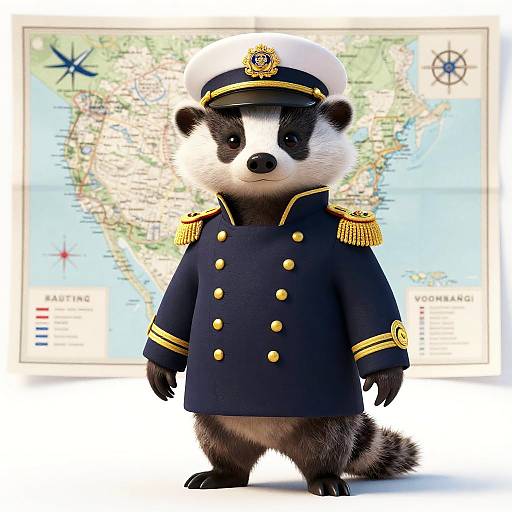Anthropomorphic Badger as Nautical President