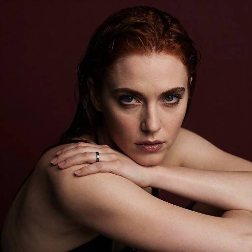 Mysterious Woman with Dark Red Hair