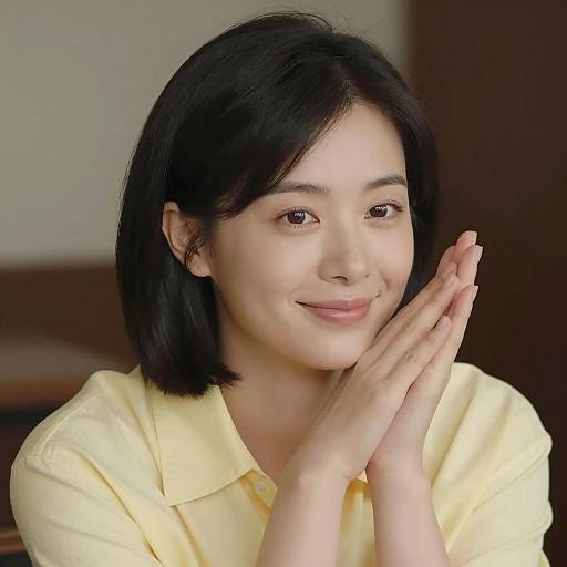 Smiling Asian Woman in Yellow Shirt