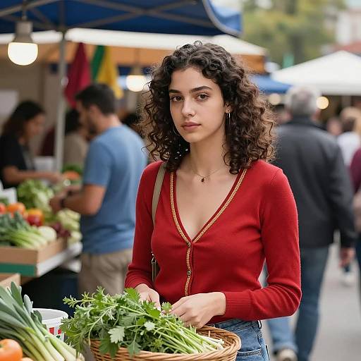 Young woman shopping at outdoor market