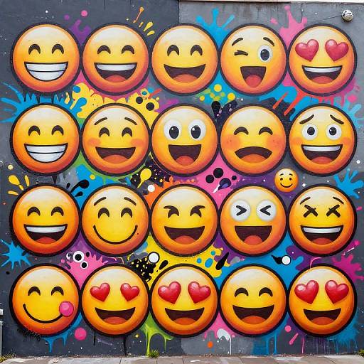 Vibrant Urban Emoji Mural Set