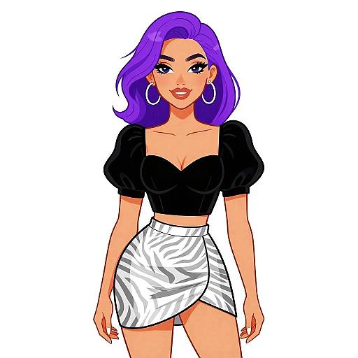 Glamorous Woman in Velvet and Zebra Print